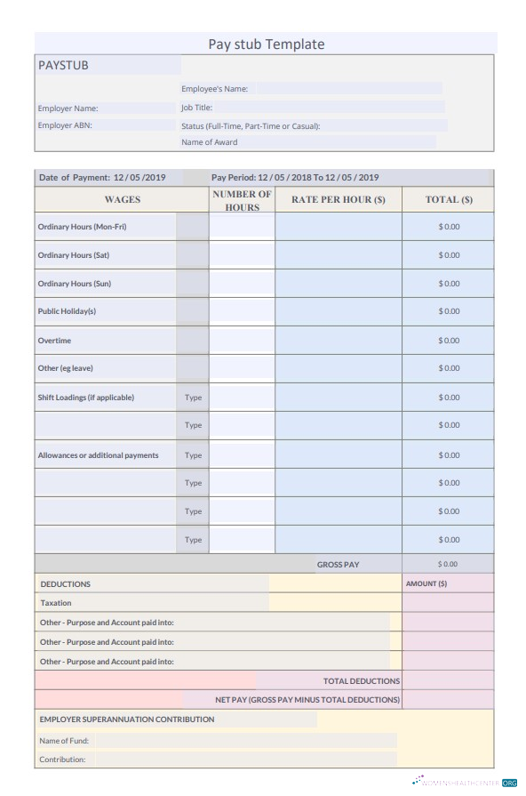 Download Employer superannuation contribution pay stub Template Photoshop template